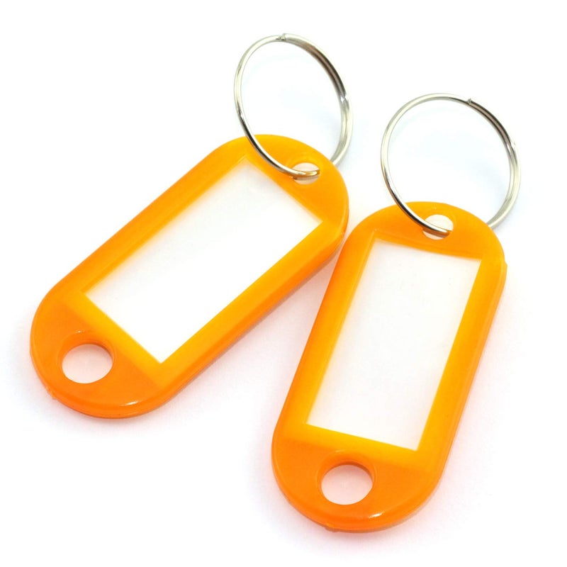 Lind Kitchen 40pcs Orange Key Ring Label Tags Plastic Keys Holder and Identifier Name Number Address Information Label Card for Keys ID 5x2.2cm - Image 1